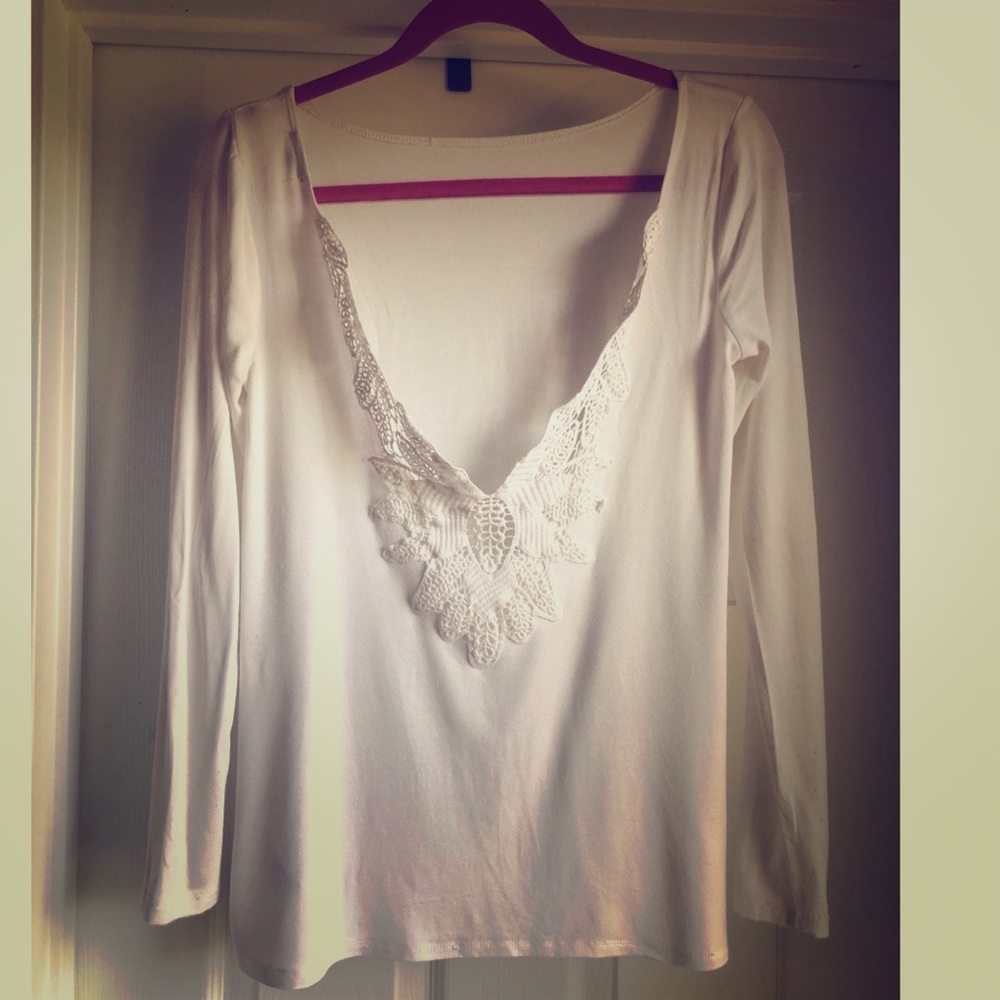 ecoté long sleeve tee shirt deep V back
